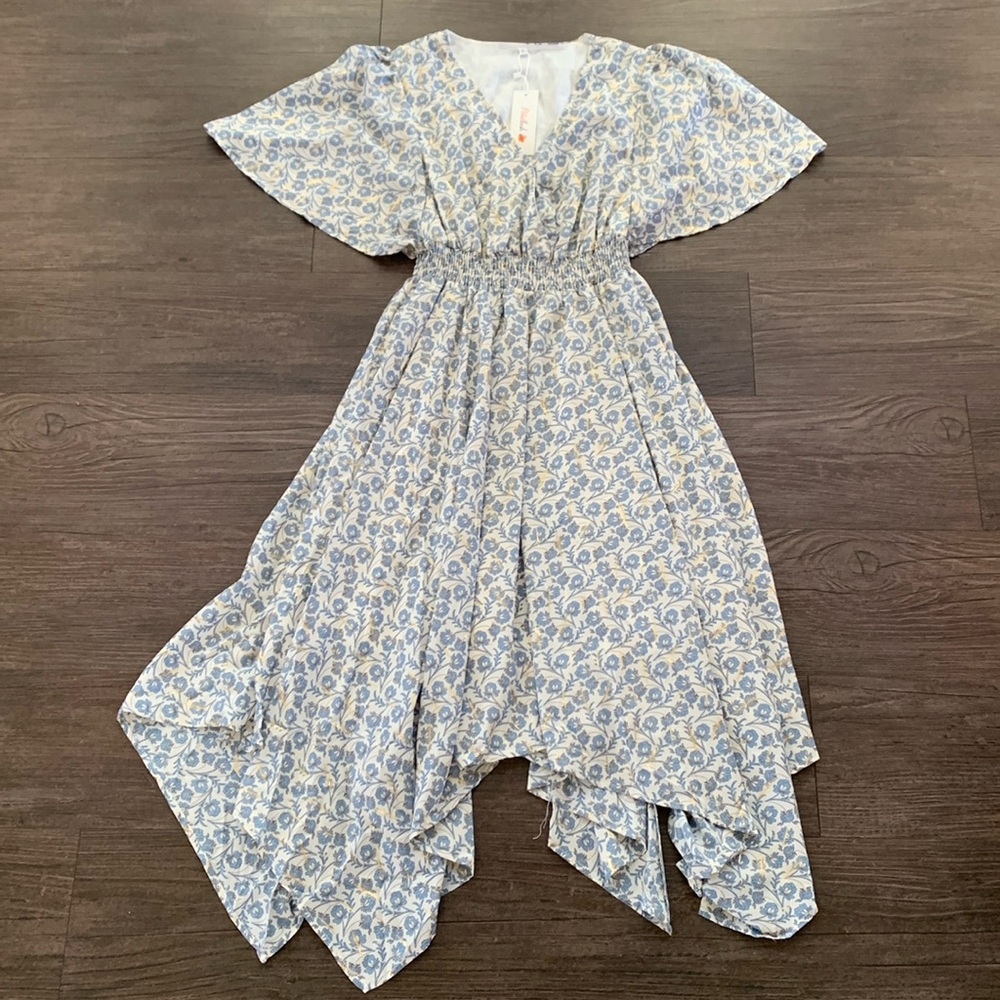 Petallush Blue and White Floral Midi Dress